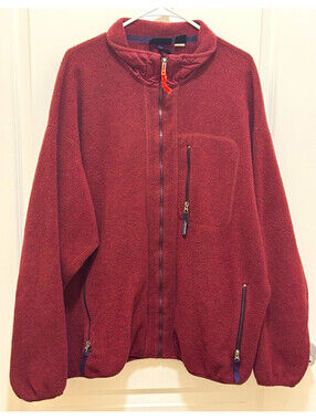 Patagonia Synchilla Fleece Jacket Mens XXL Burgundy Full Zip Chest Pocket 2XL